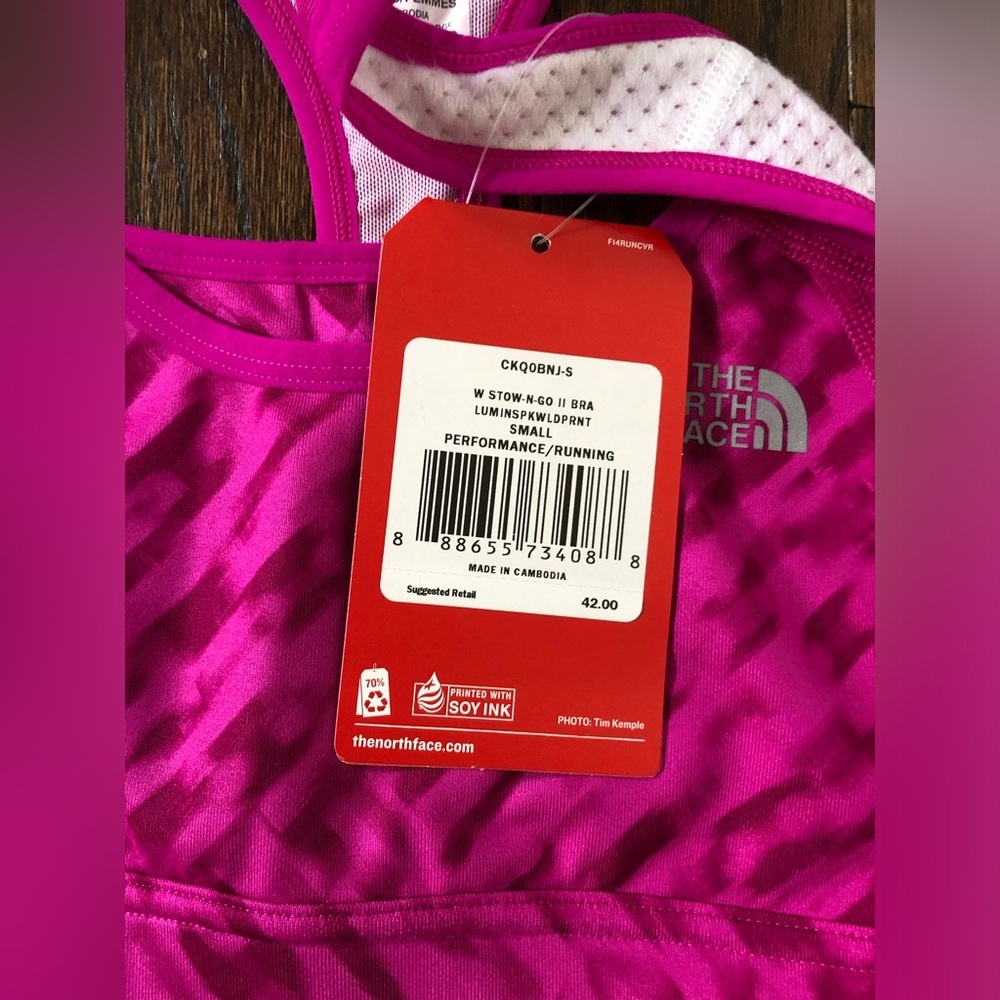 *NWT* The North Face Women’s S Magenta Stow-n-Go II Wireless Running Sports Bra - Picture 4 of 10